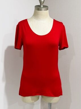 Armani Collezioni Women's Red Scoop Neck Short Sleeve T-Shirt Size 6